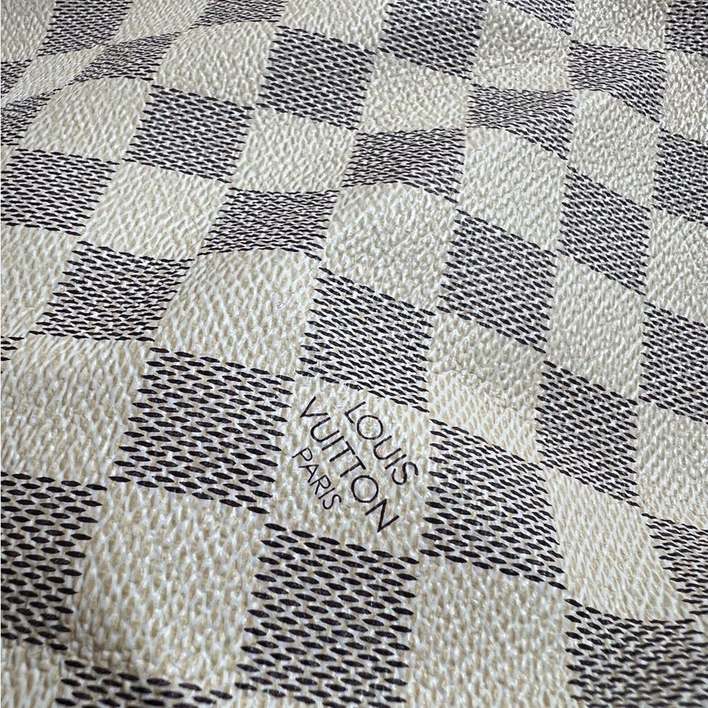 White and Tan Check Canvas Tote with Tan Trim - Picture 3 of 12